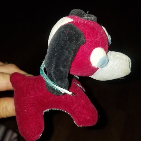 Plush Stuffed Toy Red Maroon Dog 1960's Holiday Fair Hedaya Carnival Prize+ - Picture 7 of 16